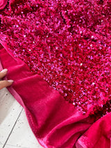 Stretch Sequin on Velvet Fuchsia