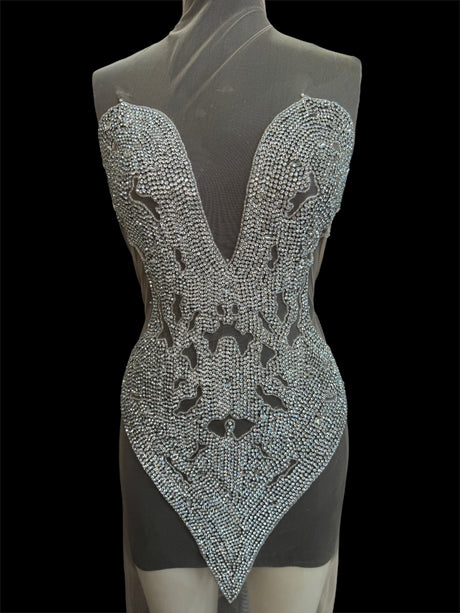 Silver Rhinestone Bodice Applique