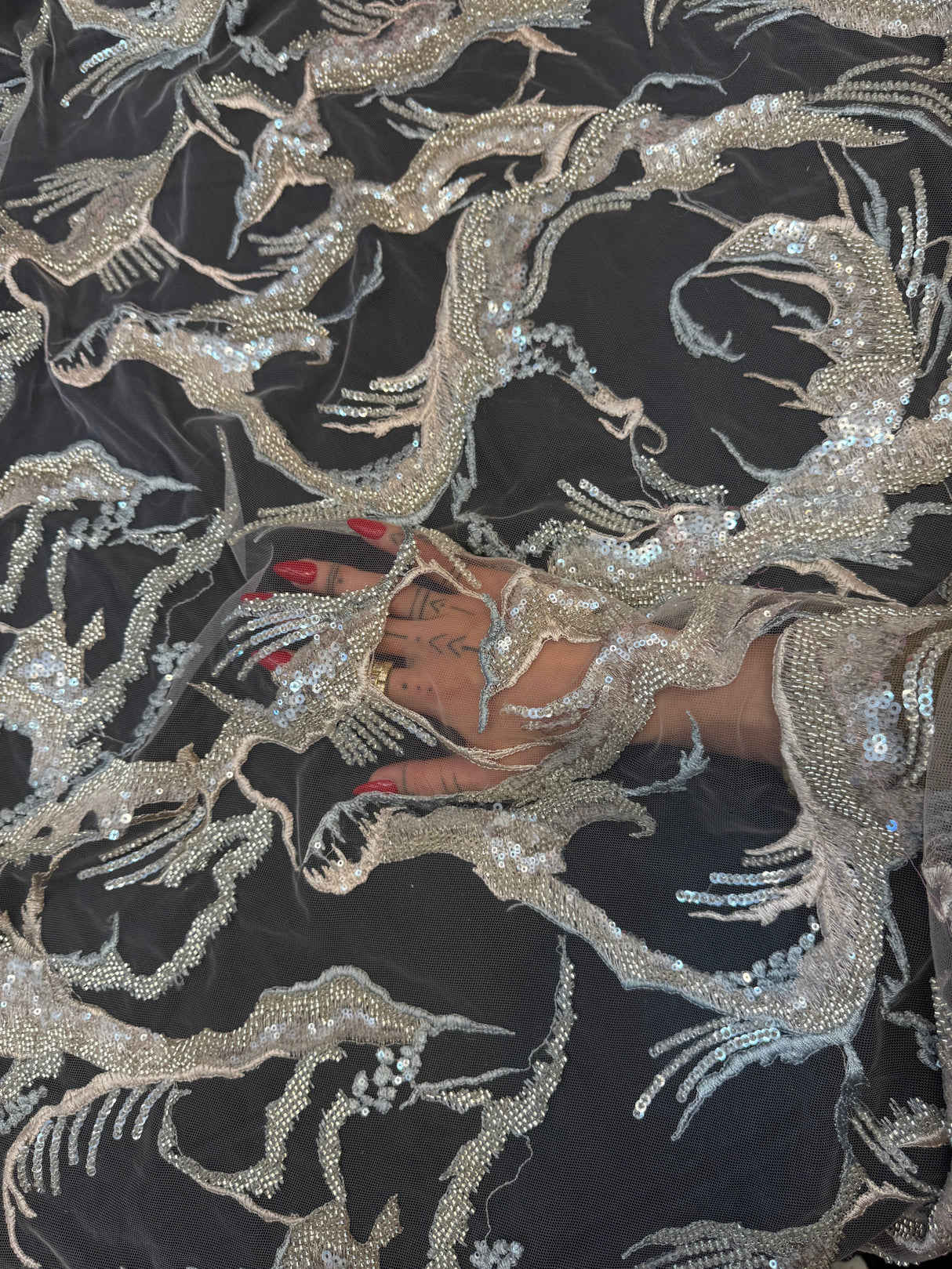 Sequin Embroidered Mesh Lace