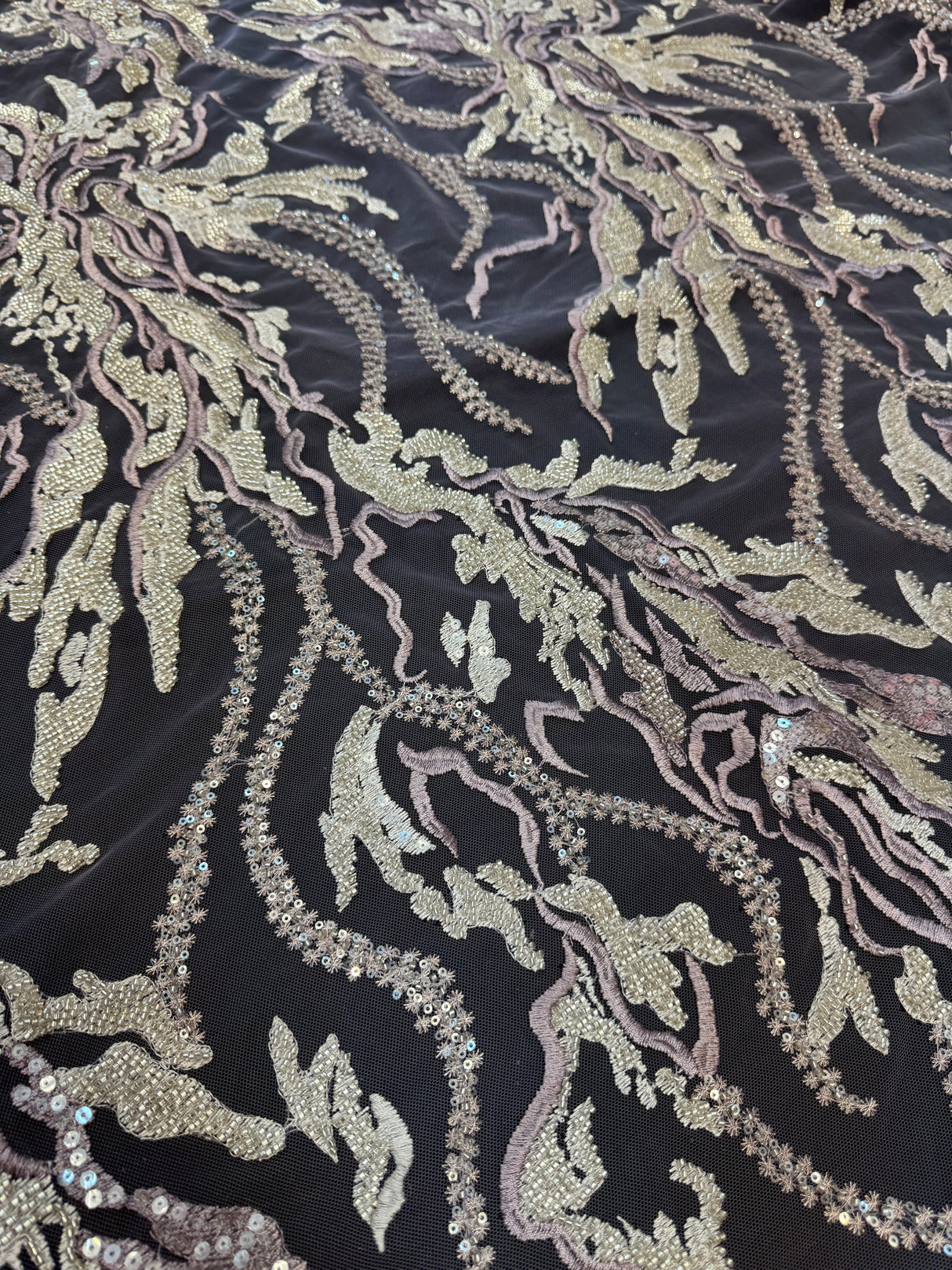 Beaded Sequin Lace Champagne-Lilac
