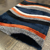 Orange Rust Navy Plush Fluffy Soft Multi Textural Shag Area Rug Carpet - Rust Multi Textural Shag, 7'6" X 10'3" (1 Piece)