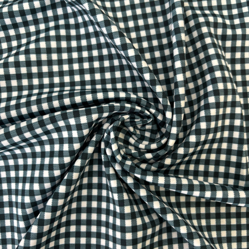 Black Gingham Print Spandex Fabric - Black Gingham Print, 58"/60" Width (1 Yard)