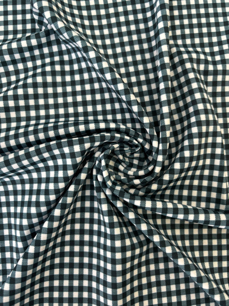 Black Gingham Print Spandex Fabric - Black Gingham Print, 58"/60" Width (1 Yard)