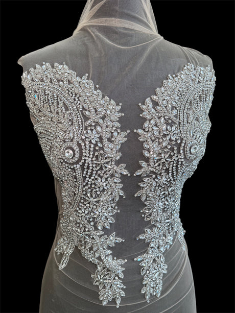 Silver Rhinestone Bodice Applique