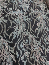 Beaded Sequin Lace Blush-Mint Abstract Leaf