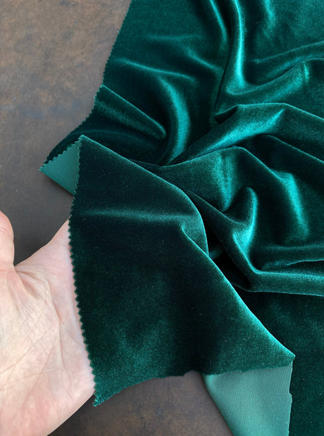 Stretch Velvet Hunter Green