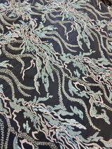 Beaded Sequin Lace Blush-Mint Abstract Leaf