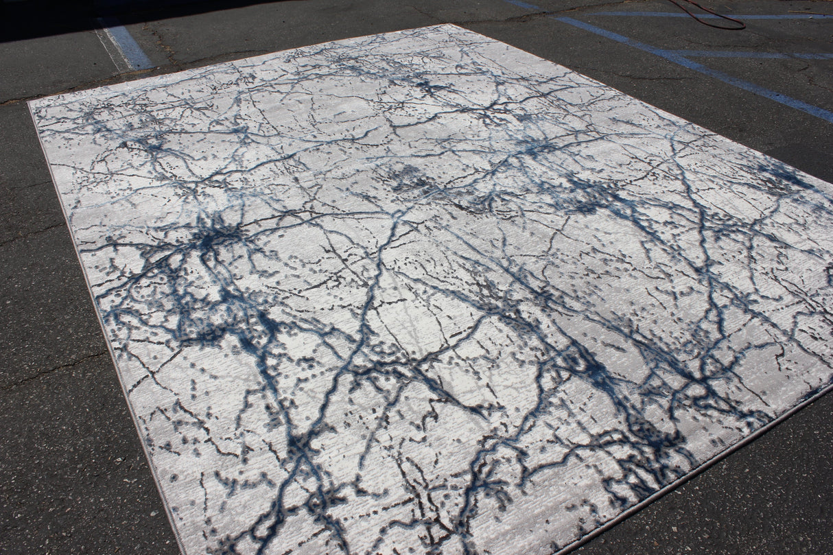 Comfortable Soft Shimmery Cozy Fluffy Design Polypropylene Fabric - Blue, Shimmery, Soft Backing, 7'6" X 10'3" (1 Unit)