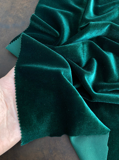 Stretch Velvet Hunter Green