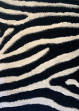 Zebra Animal Print Shag Viscose Fabric - Black And White Zebra Print, 1.5" High Pile (1 Piece)