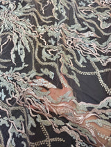 Beaded Sequin Lace Blush-Mint Abstract Leaf