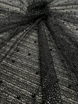 Black Pearl Beaded Glittery Mesh Tulle