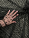 Black Pearl Beaded Glittery Mesh Tulle