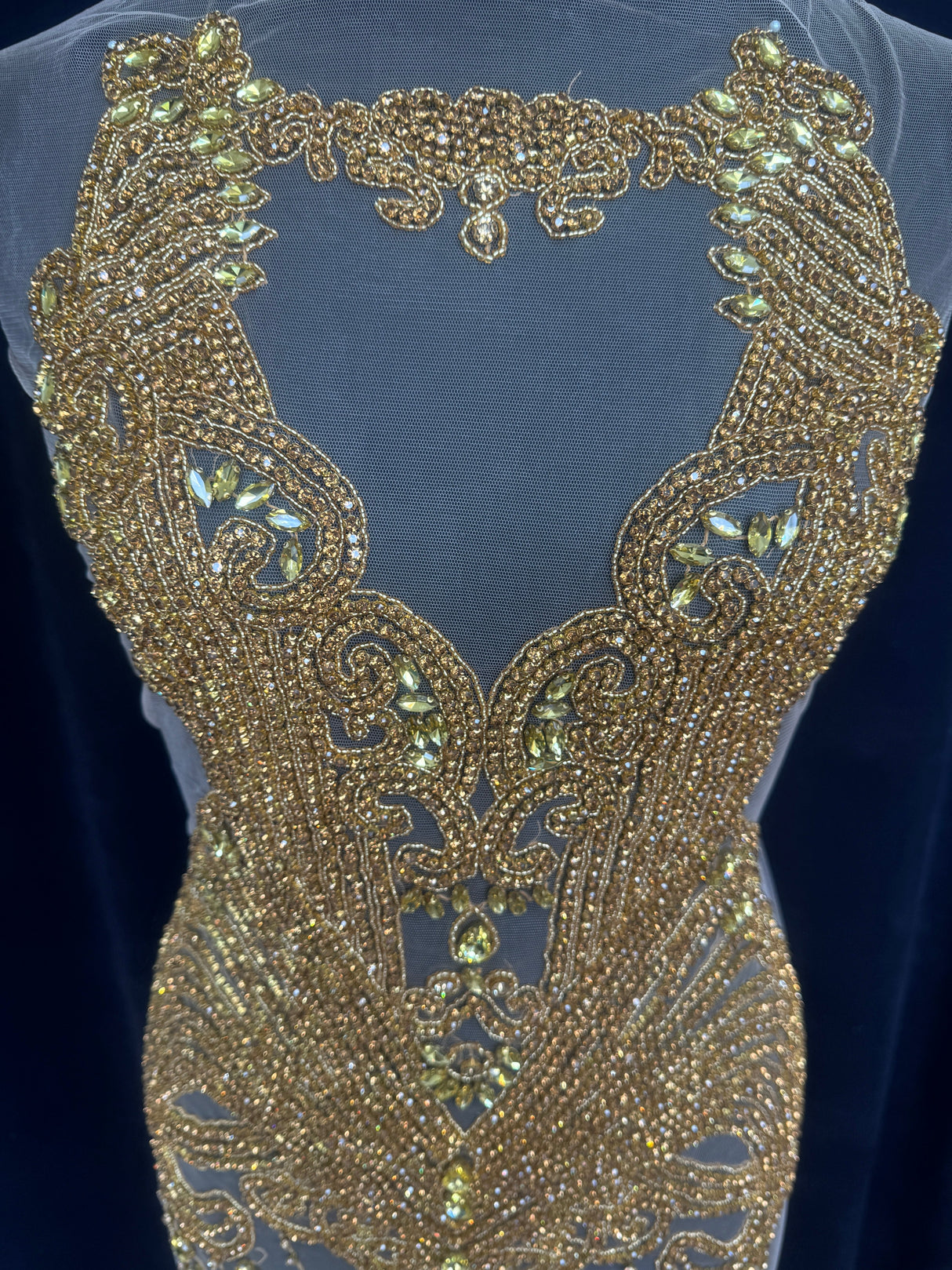 Gold Rhinestone Bodice Applique