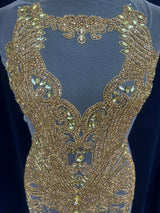 Gold Rhinestone Bodice Applique