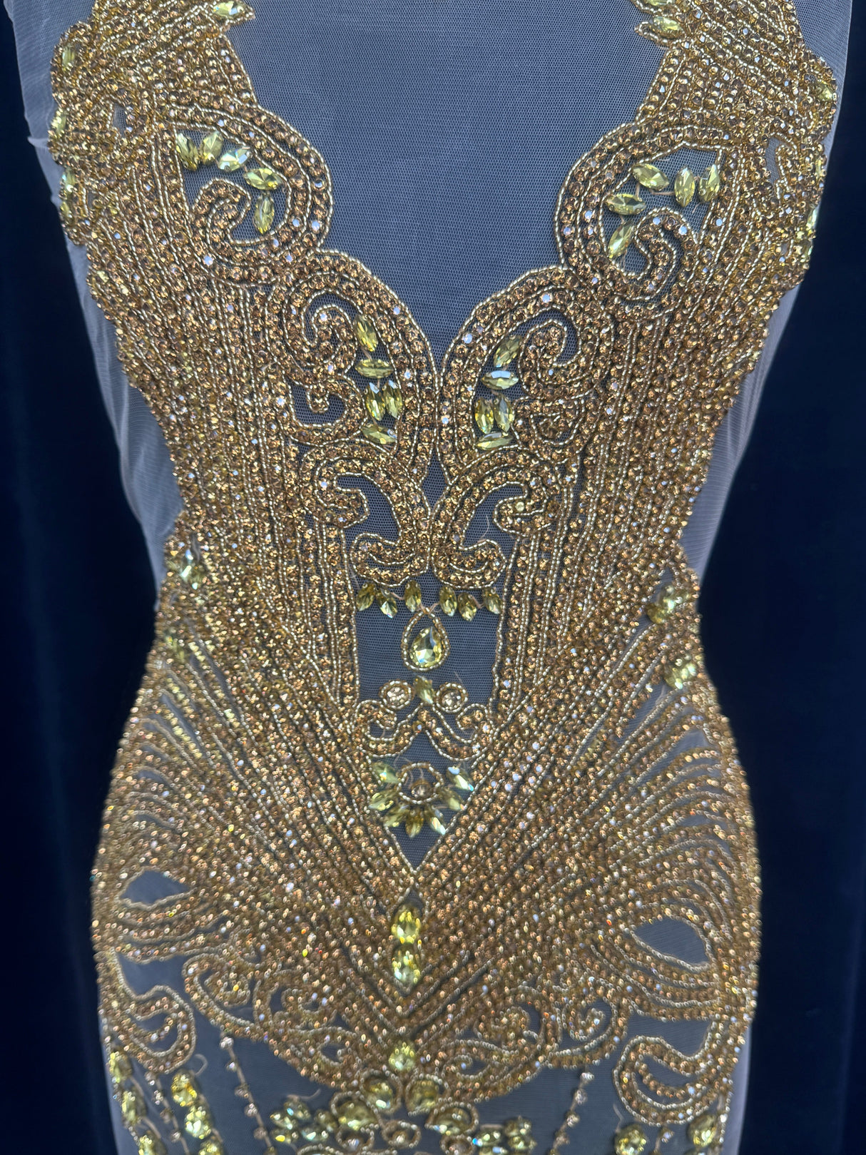 Gold Rhinestone Bodice Applique