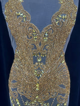 Gold Rhinestone Bodice Applique