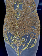 Gold Rhinestone Bodice Applique