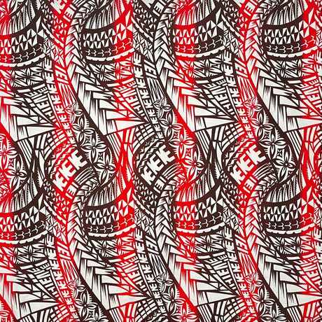 Traditional Polynesian Tattoo Muslin Cotton Fabric - Black & Grey, 36" X 60" (1 Yard)