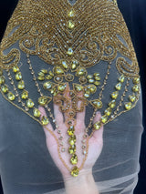 Gold Rhinestone Bodice Applique