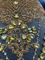 Gold Rhinestone Bodice Applique