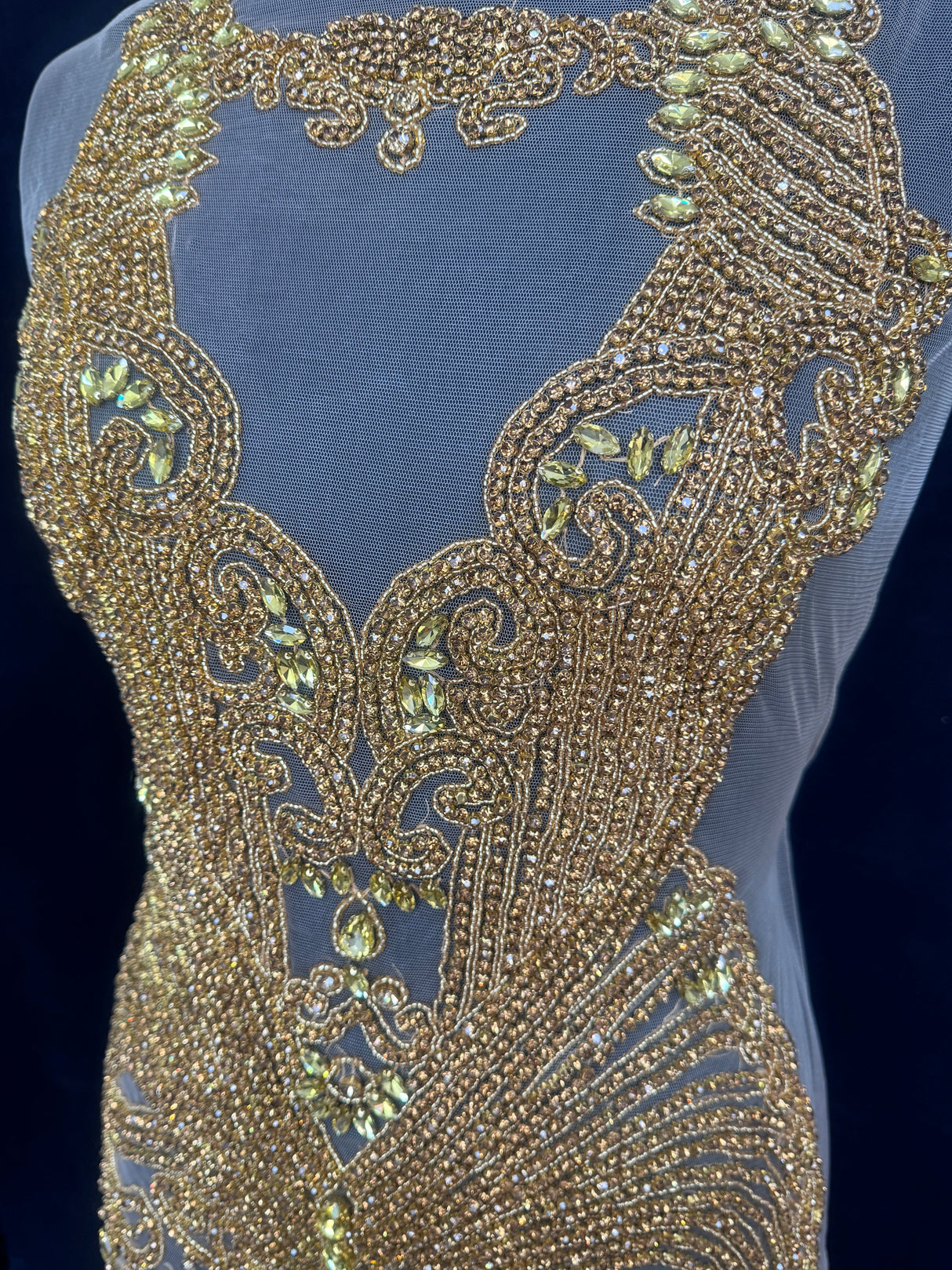Gold Rhinestone Bodice Applique