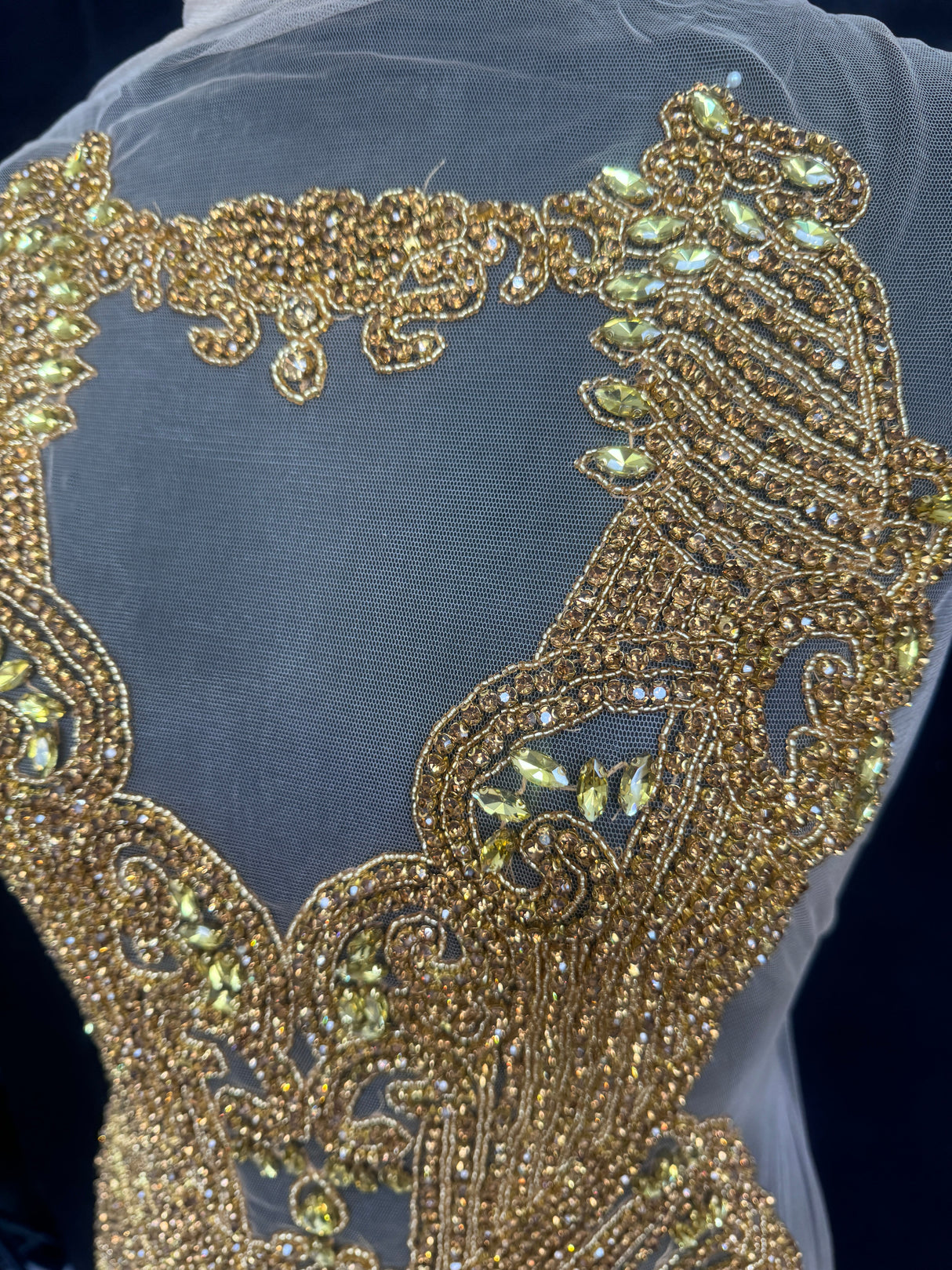 Gold Rhinestone Bodice Applique