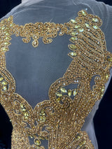 Gold Rhinestone Bodice Applique