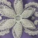 Beaded Floral Lace Trimming White