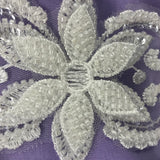 Beaded Floral Lace Trimming White