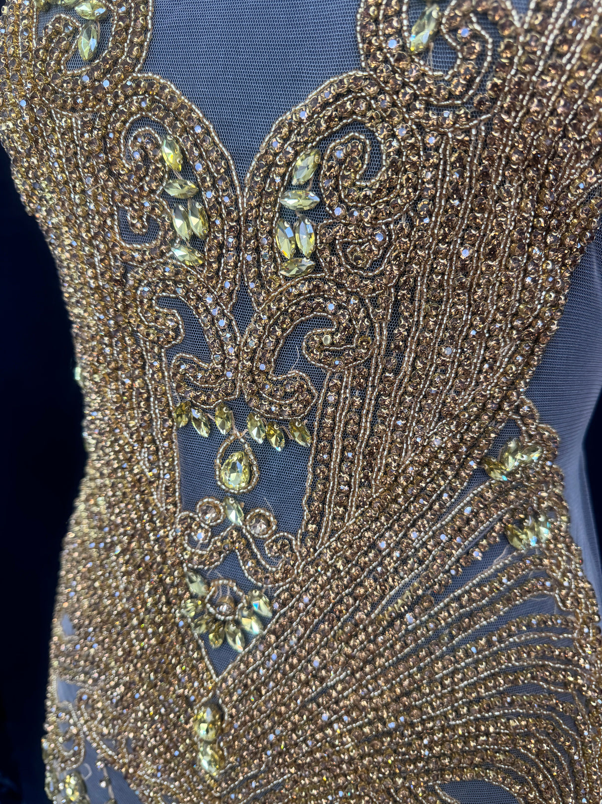 Gold Rhinestone Bodice Applique