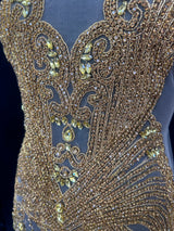 Gold Rhinestone Bodice Applique