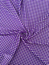 Purple Gingham Print Spandex Fabric - Purple Gingham Print, 58"/60" Width (1 Yard)