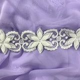 Beaded Floral Lace Trimming White
