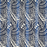 Traditional Polynesian Tattoo Muslin Cotton Fabric - Black & Grey, 36" X 60" (1 Yard)