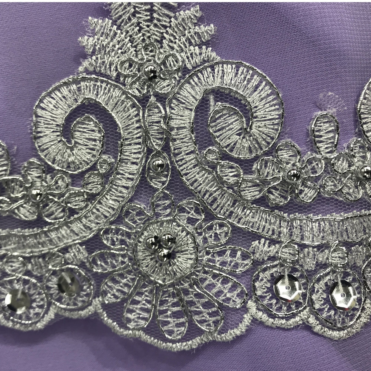 Beaded Corded Lace Trim 4" Polyester Net Mesh