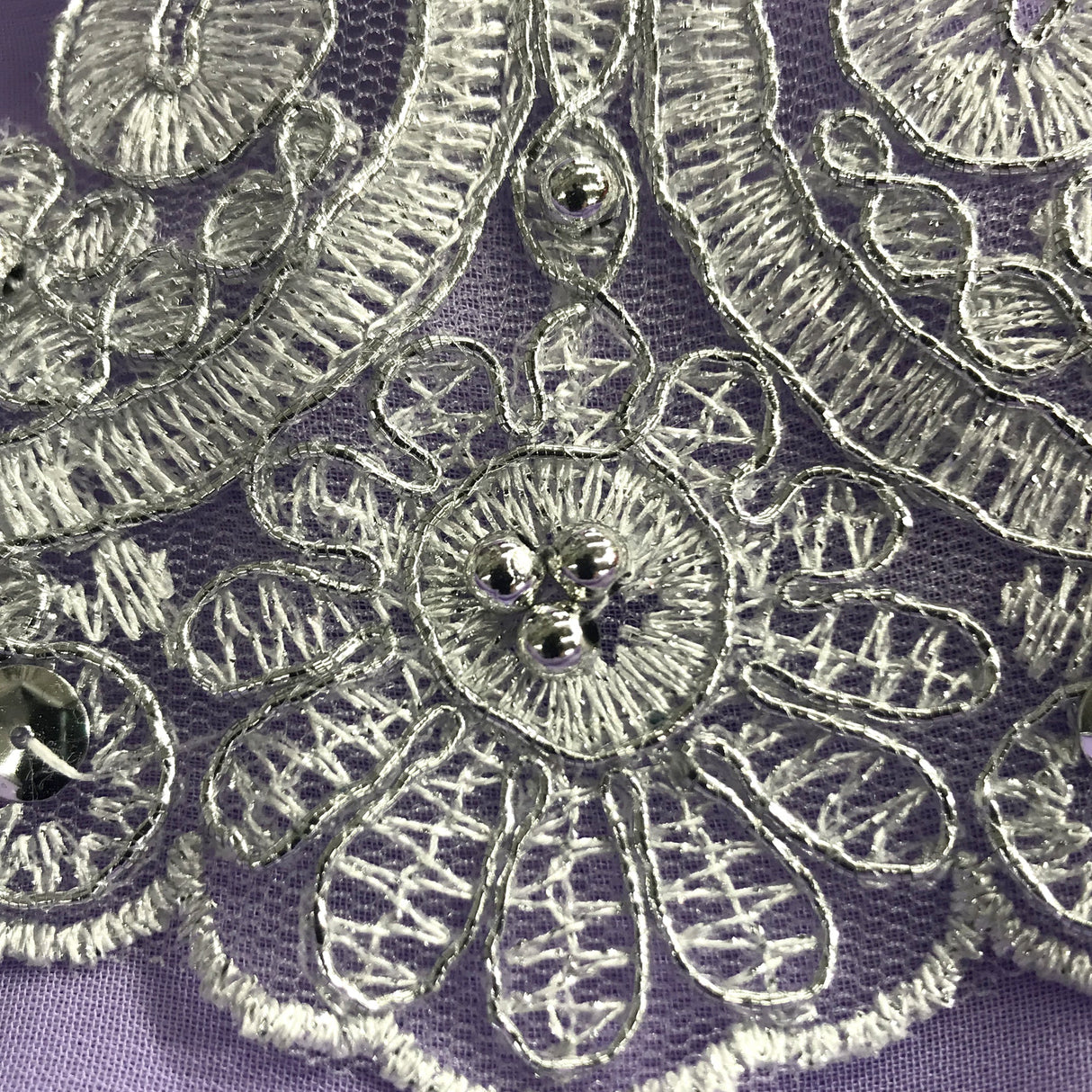Beaded Corded Lace Trim 4" Polyester Net Mesh