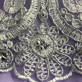 Beaded Corded Lace Trim 4" Polyester Net Mesh