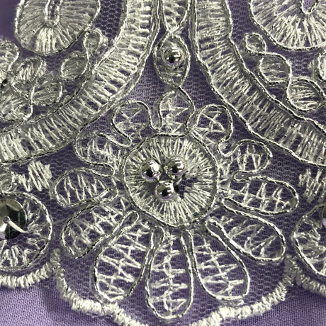 Beaded Corded Lace Trim 4" Polyester Net Mesh