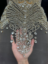 Gold Silver Rhinestone Bodice Applique