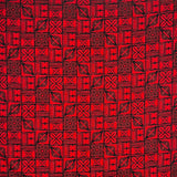 Traditional Polynesian Tapa Pattern Cotton Fabric - Red And Black Tapa Pattern, 36" X 45" (1 Yard)