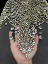 Gold Silver Rhinestone Bodice Applique