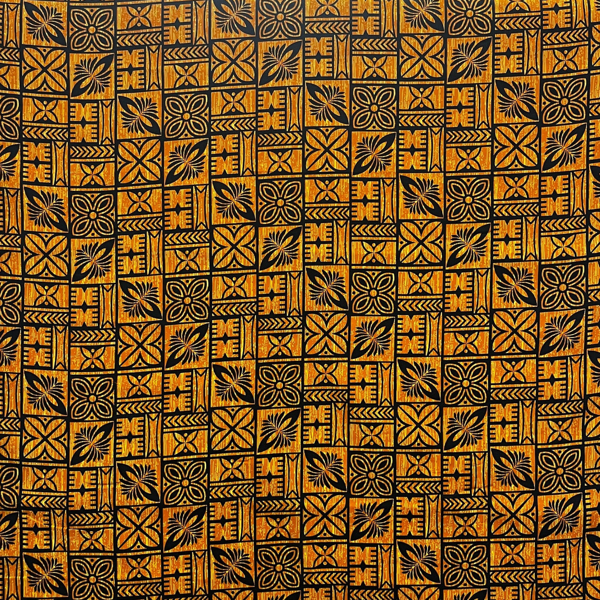 Traditional Polynesian Tapa Pattern Cotton Fabric - Red / Black, Orange / Black, Grey / Black, Purple / Black, 36" X 45" (1 Yard)