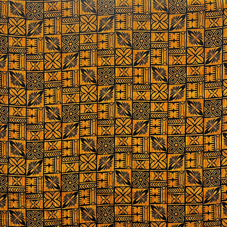 Traditional Polynesian Tapa Pattern Cotton Fabric - Red / Black, Orange / Black, Grey / Black, Purple / Black, 36" X 45" (1 Yard)