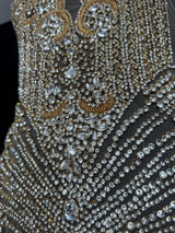 Gold Silver Rhinestone Bodice Applique
