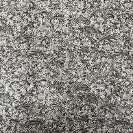 Western Floral PU Faux Leather Vinyl Fabric - Western Floral Pattern, 56" Width (1 Yard)