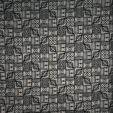 Traditional Polynesian Tapa Pattern Cotton Fabric - Red / Black, Orange / Black, Grey / Black, Purple / Black, 36" X 45" (1 Yard)