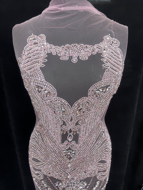 Baby Pink Rhinestone Bodice Applique