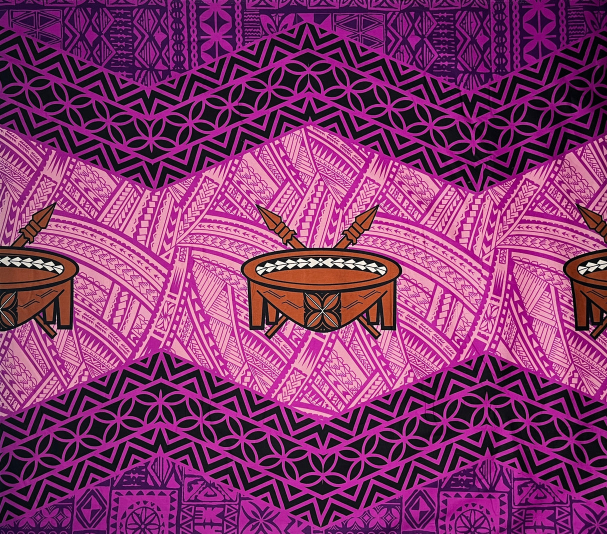 Cotton Fabric Traditional Tonga Tattoo Kava Bowl Center