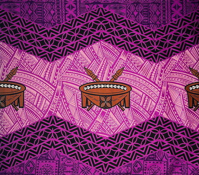 Cotton Fabric Traditional Tonga Tattoo Kava Bowl Center